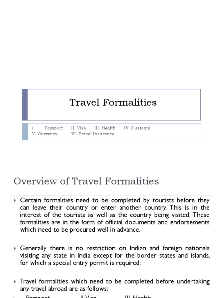 travel formalities in india