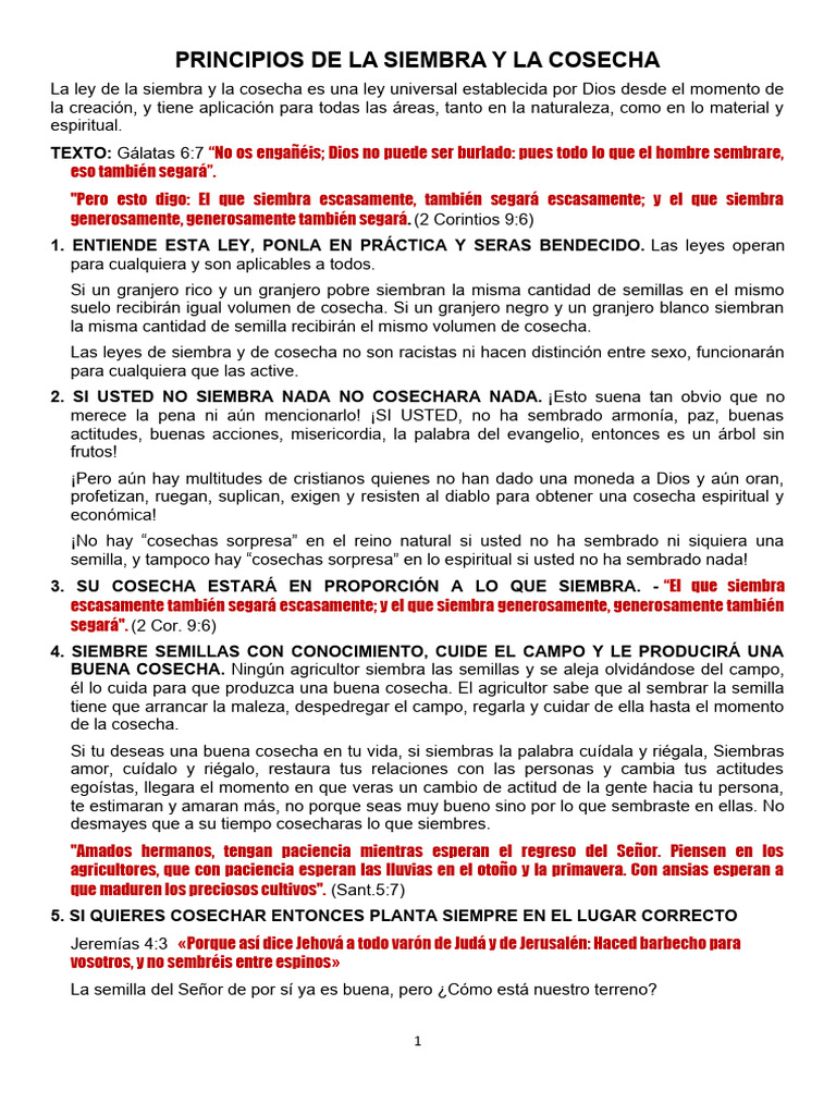 Principios de Siembra y Cosecha | PDF | Siembra | Amor