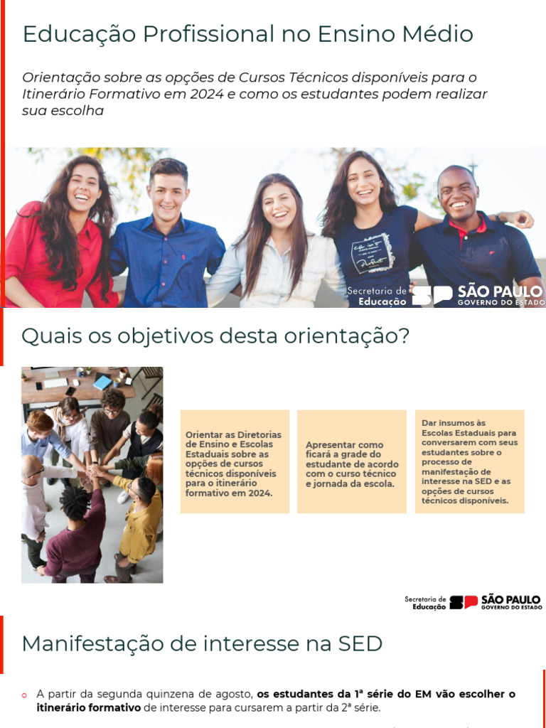 Cursos Técnicos no Ensino Médio 2024 | PDF | Logística | Farmácia