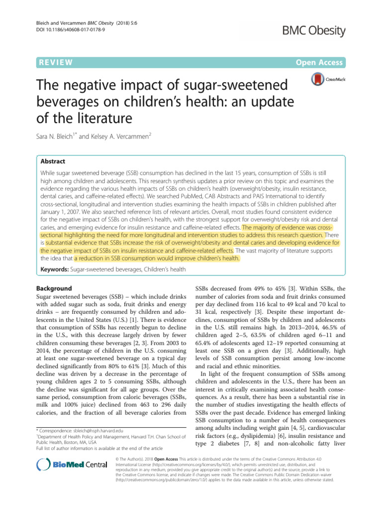 Impact of Sugar-Sweetened Beverages on Kids | PDF | Self-Improvement