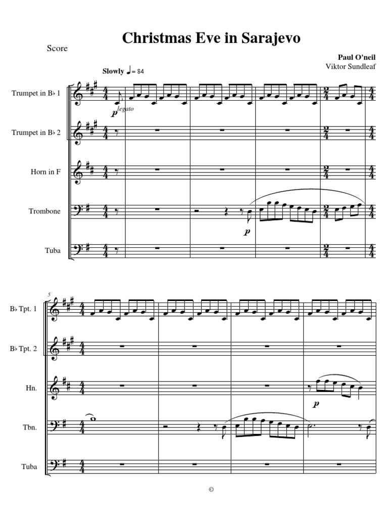 Christmas Eve in Sarajevo: Score