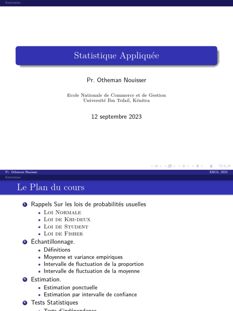 Stat Appliquée S5 ENCG 24 | PDF