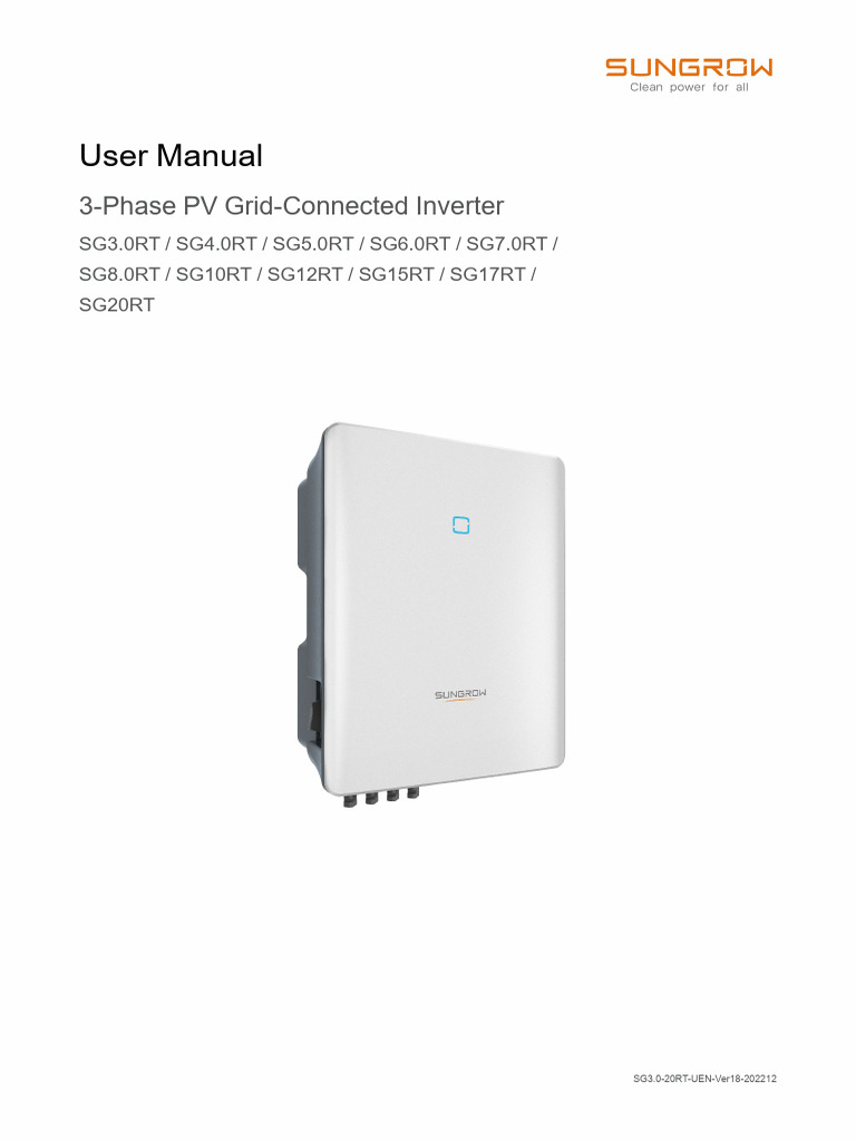 Sungrow SG10RT Manual | PDF | Technology & Engineering