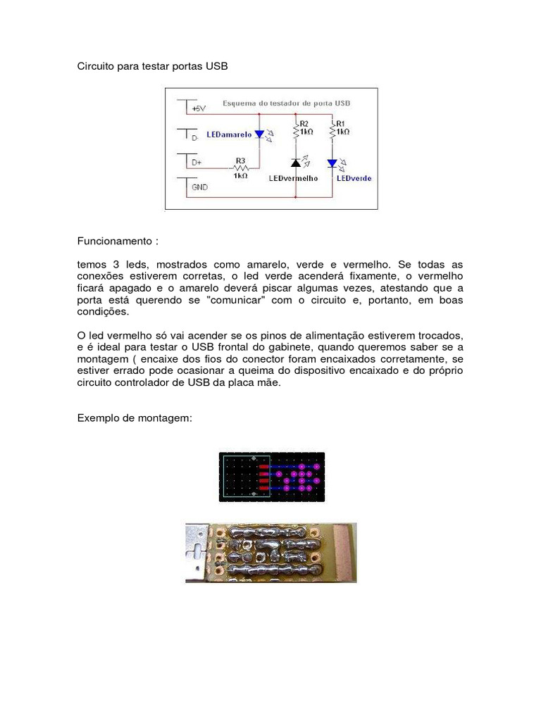Circuito para Testar Portas USB | PDF
