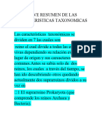 Breve Resumen de Las Caracteristicas Taxonomicas