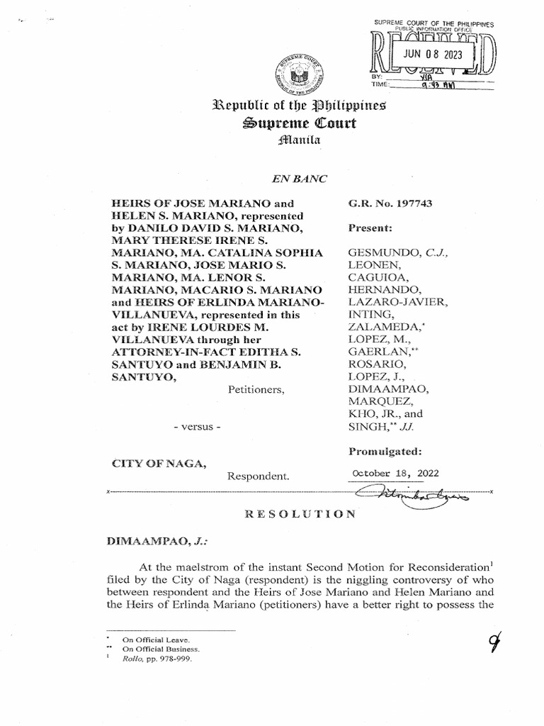 Hrs of Mariano Vs City of Naga PDF Eminent Domain Interest