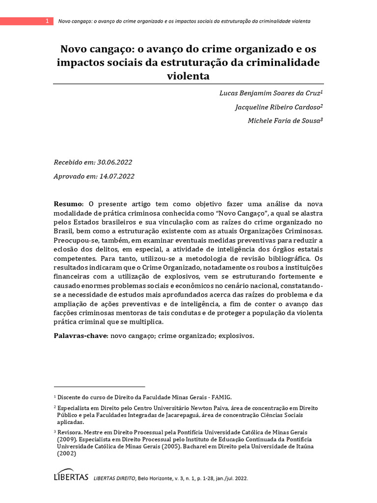 Novo Cangaço o Avanço Do Crime Organizado e Os Impactos Sociais Da ...