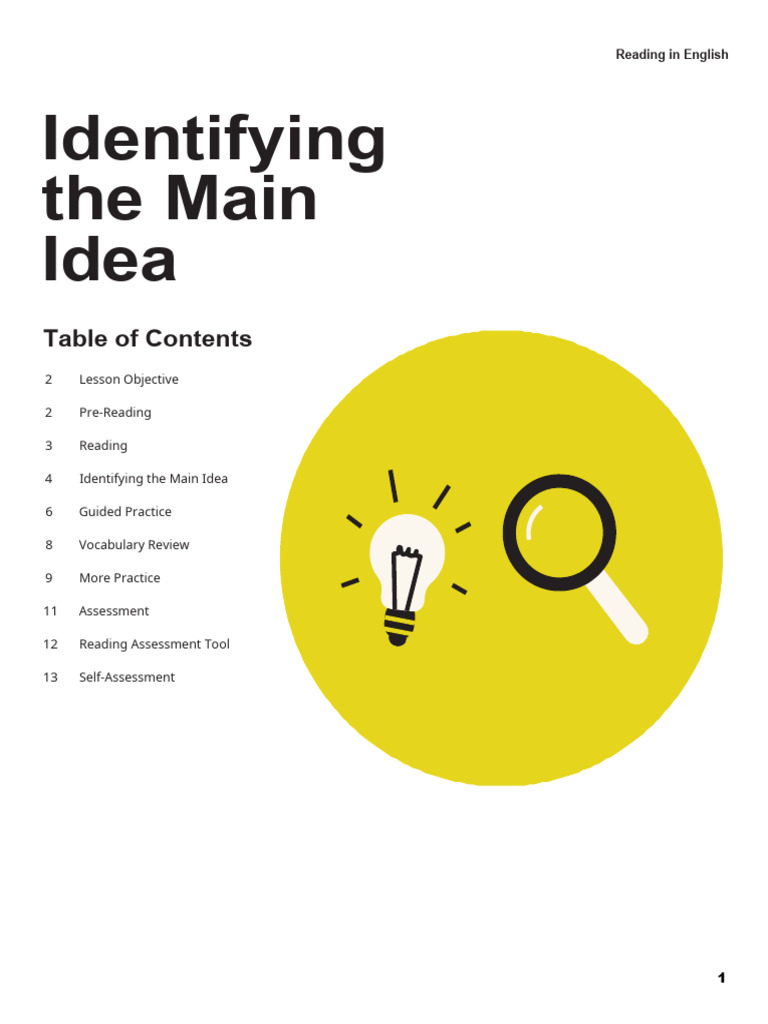 Identifying the main idea pdf reading comprehension communication