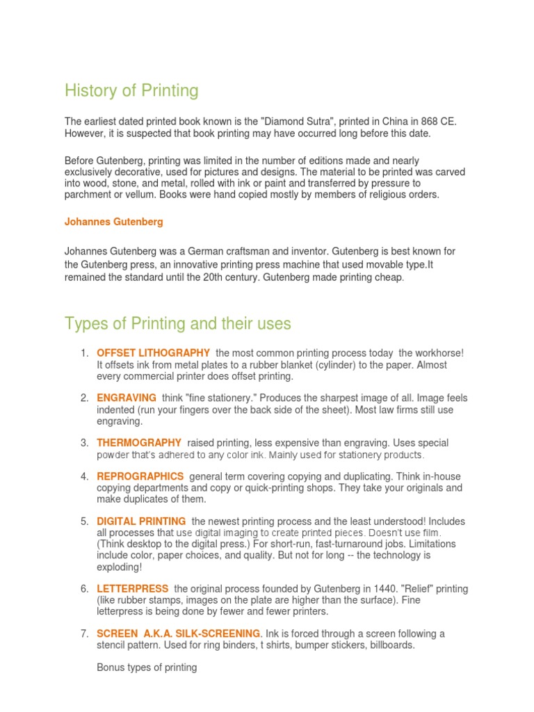 Evolution of Paper and Printing History | PDF | Paper | Printing