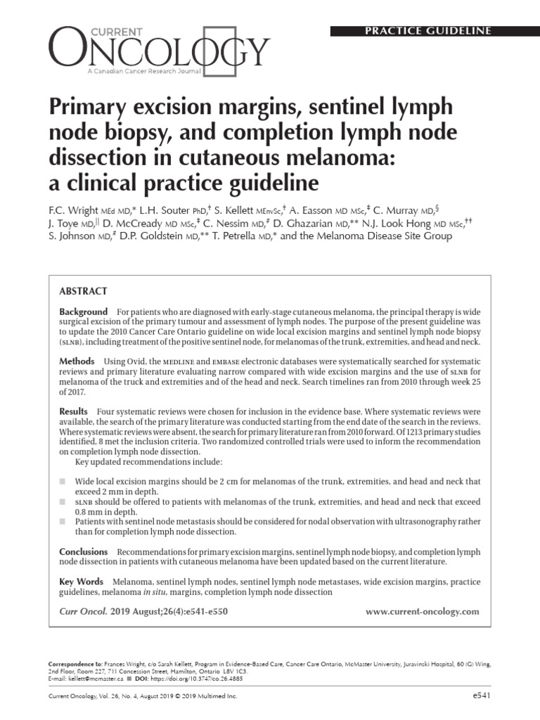 Primary Excision Margins, Sentinel Lymph Node Biopsy, and Completion