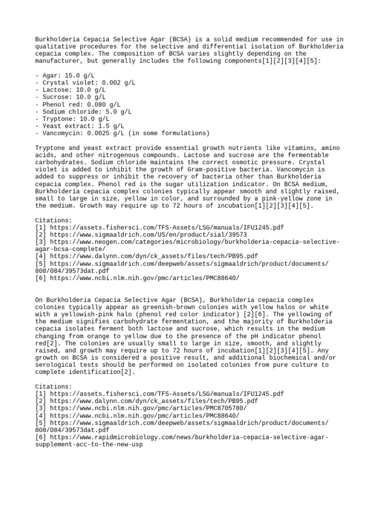 Burkholderia Cepacia Selective Agar Metode | PDF