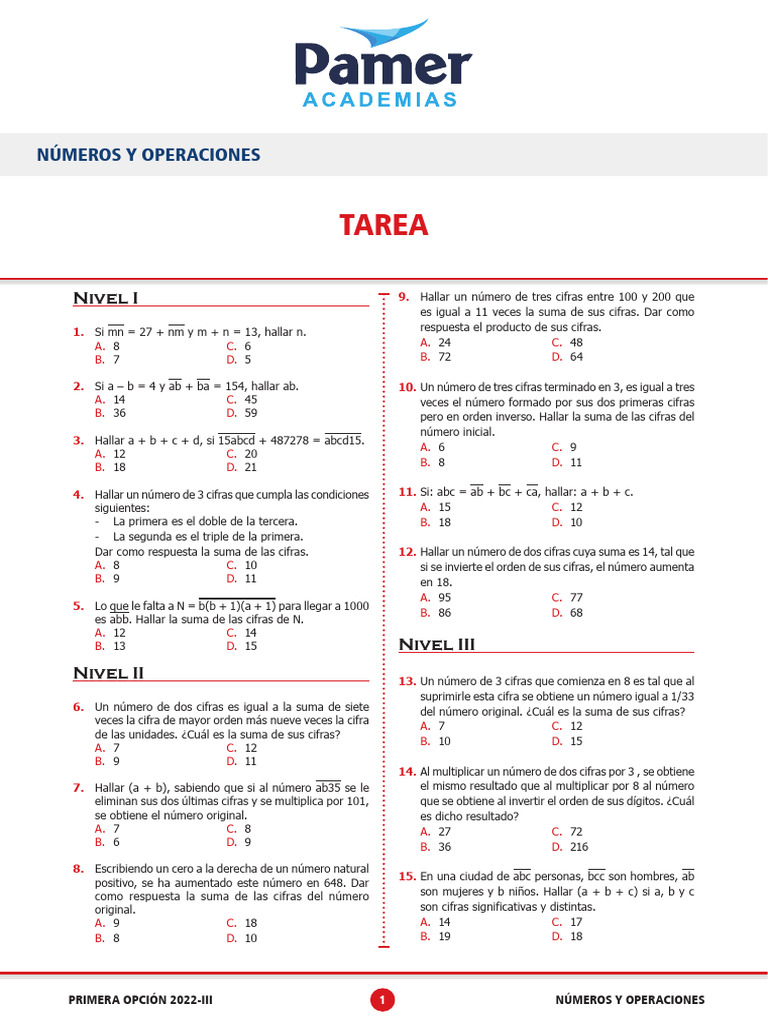 Problemas de Números y Operaciones Matemáticas | PDF | Métodos y ...