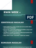 RWM Week 4 Identifikasi Maalah, Rumusan Masalah, Tujuan Penelitian