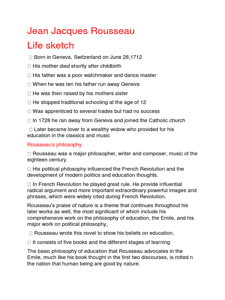 Rousseau's Educational Philosophy Explained | PDF | Emile, Or On ...
