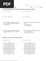 Quadratic Forms Intercept Form