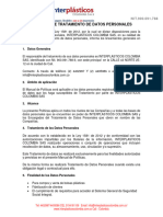 Politicas de Tratamiento de Datos Personales Interplasticos Colombia Sas