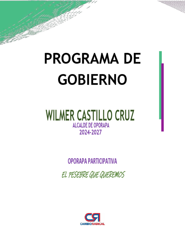 Wilmer Castillo Cruz. Plan de Gobierno 2024 2027 PDF Invalidez