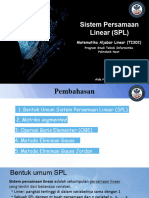 Sistem Persamaan Linear (SPL) : Matematika Aljabar Linear (TI302)