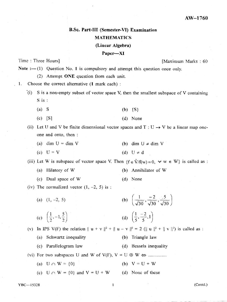 Mathematics linear algebra pdf linear subspace vector space