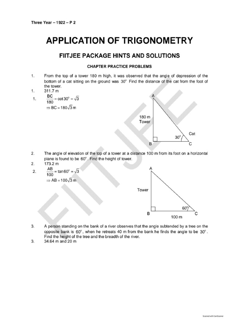 Application of trigonometry full solutions pdf