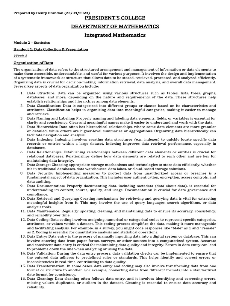 IM M2-Week 3-Organization & Presentation of Data-1 | PDF | Infographics ...
