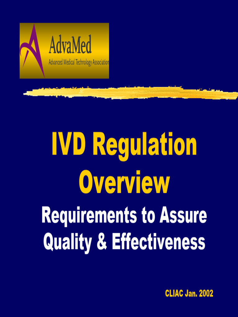 (Pub) AdvaMed IVD Regulation Overview (2002) PDF Verification And