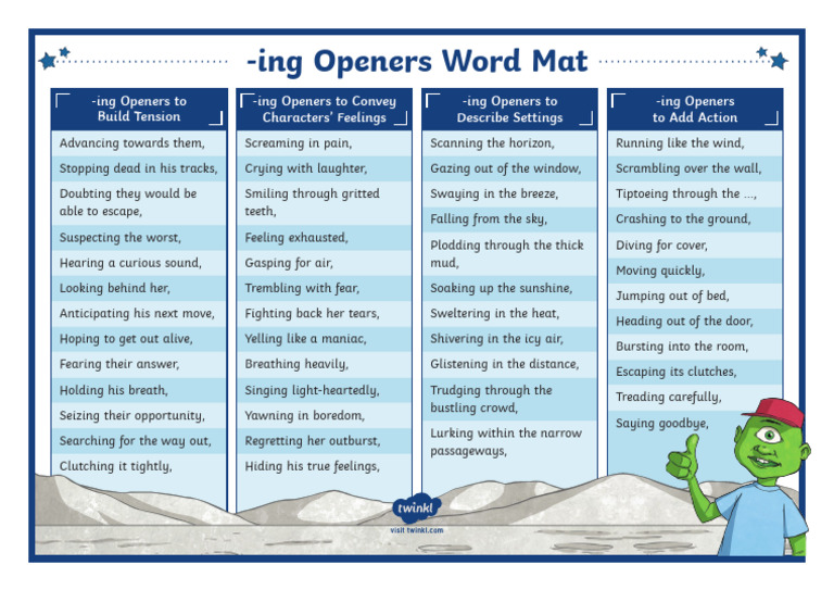 Ing Openers Word Mat PDF