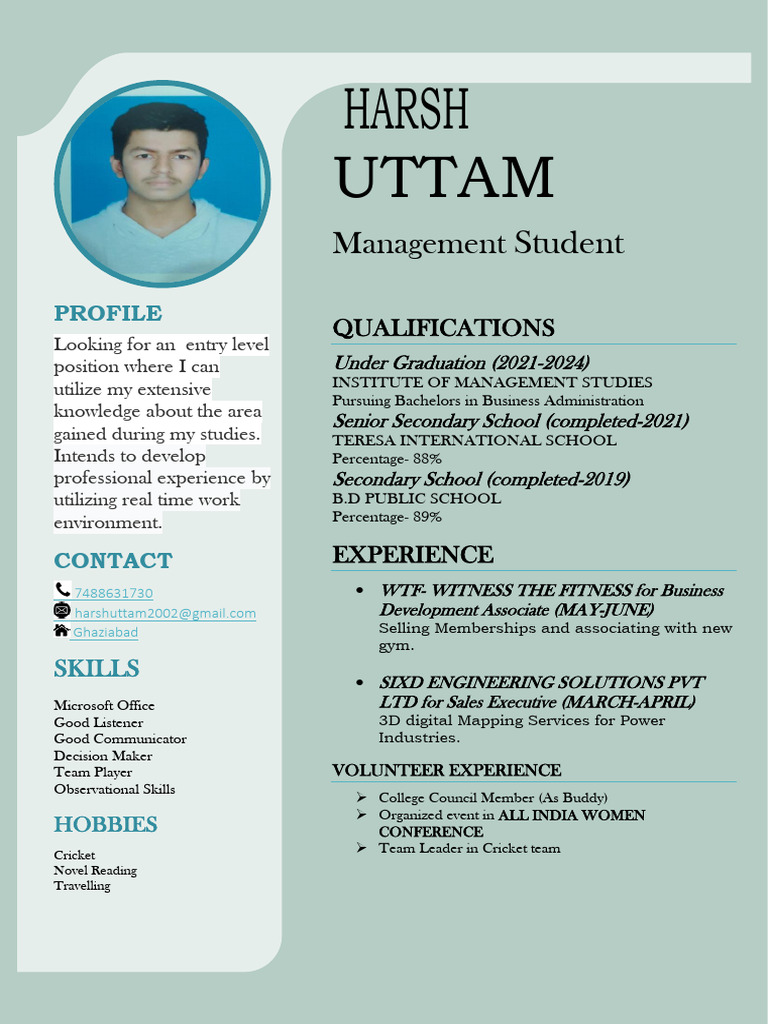 Entry-Level Management Student Resume | PDF | Career & Growth | Business