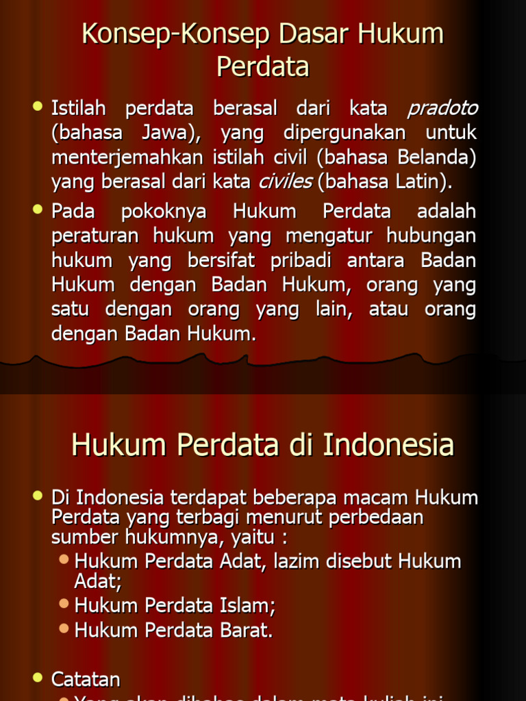 Konsep Dasar Hukum Perdata Indonesia | PDF