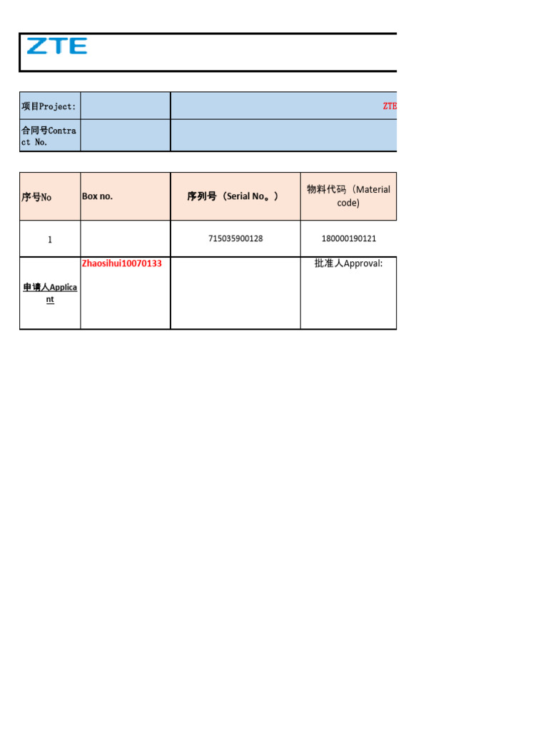 ZTE Spare Part Return Form Details | PDF | Technology & Engineering