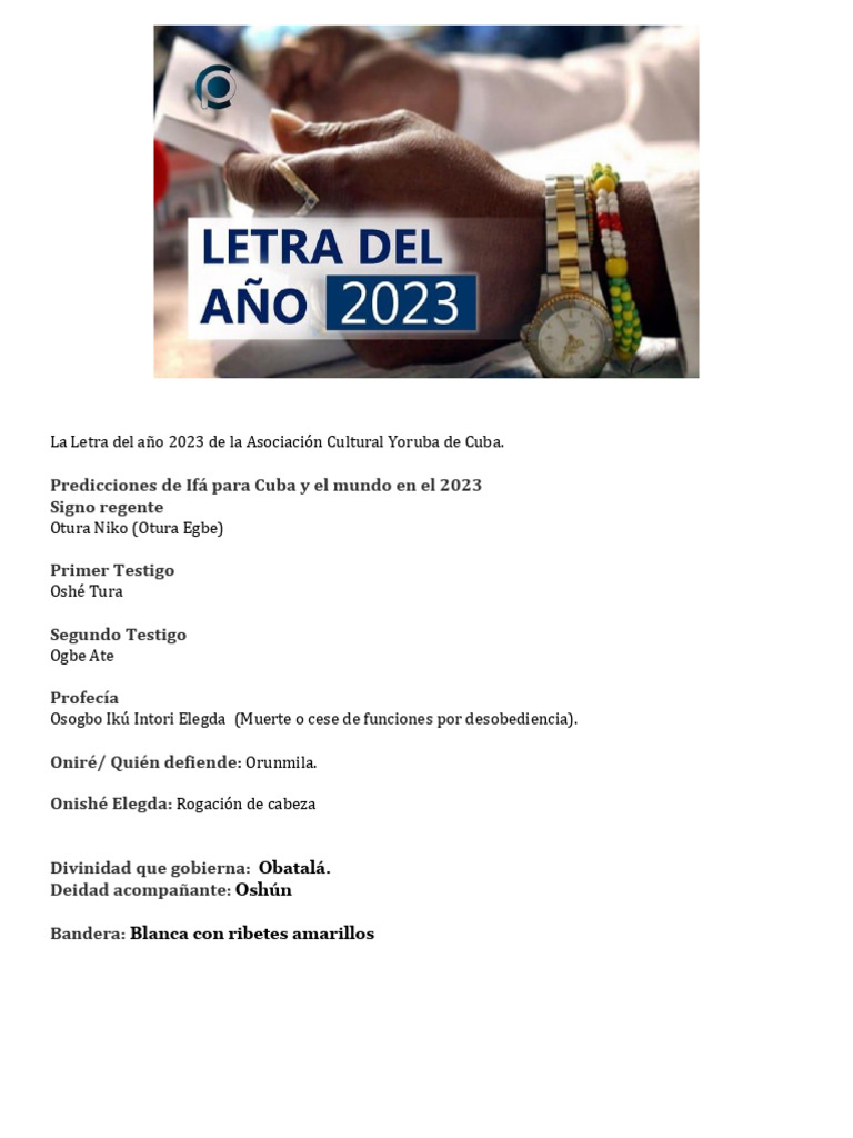 Letra Del Año 2023 | PDF