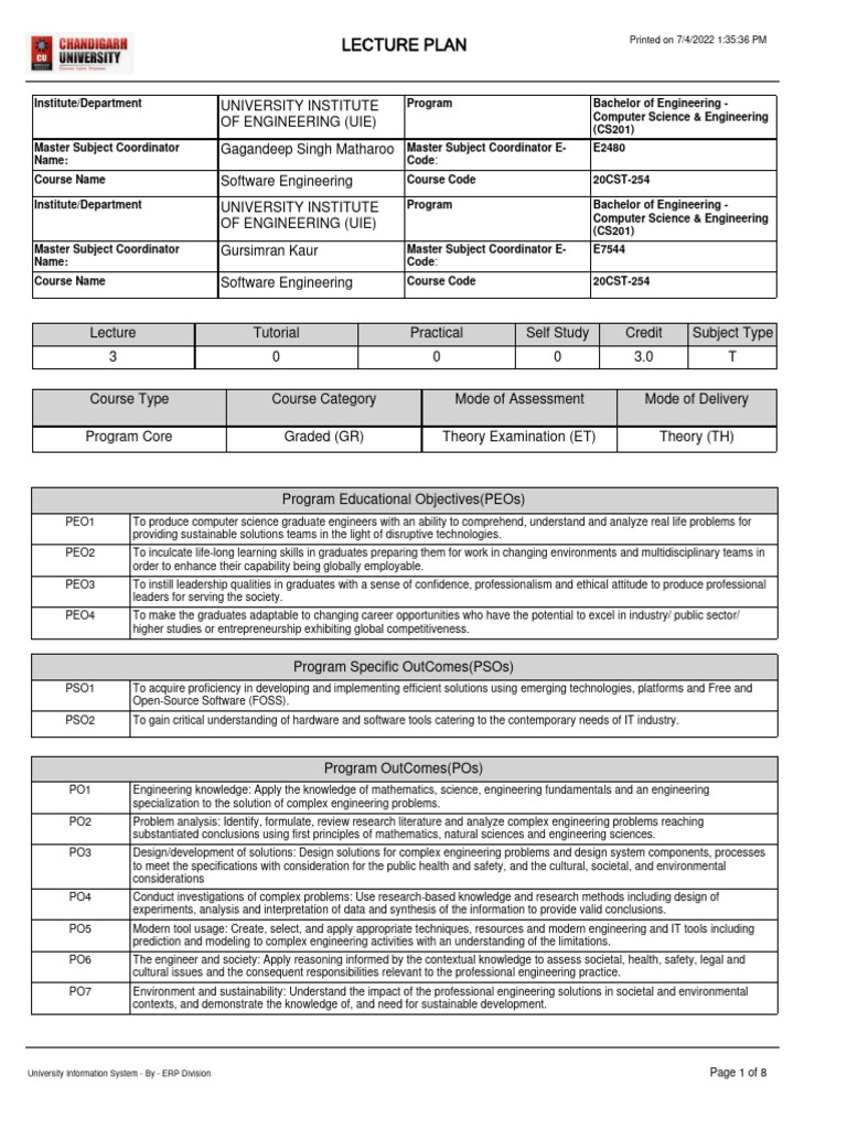 Lectureplan cs201 20cst 254 pdf engineering design