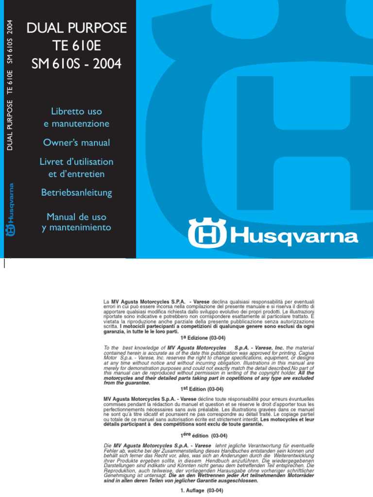 Husqvarna TE 610E SM 610S 2004 Manual de Reparatie WWW ...