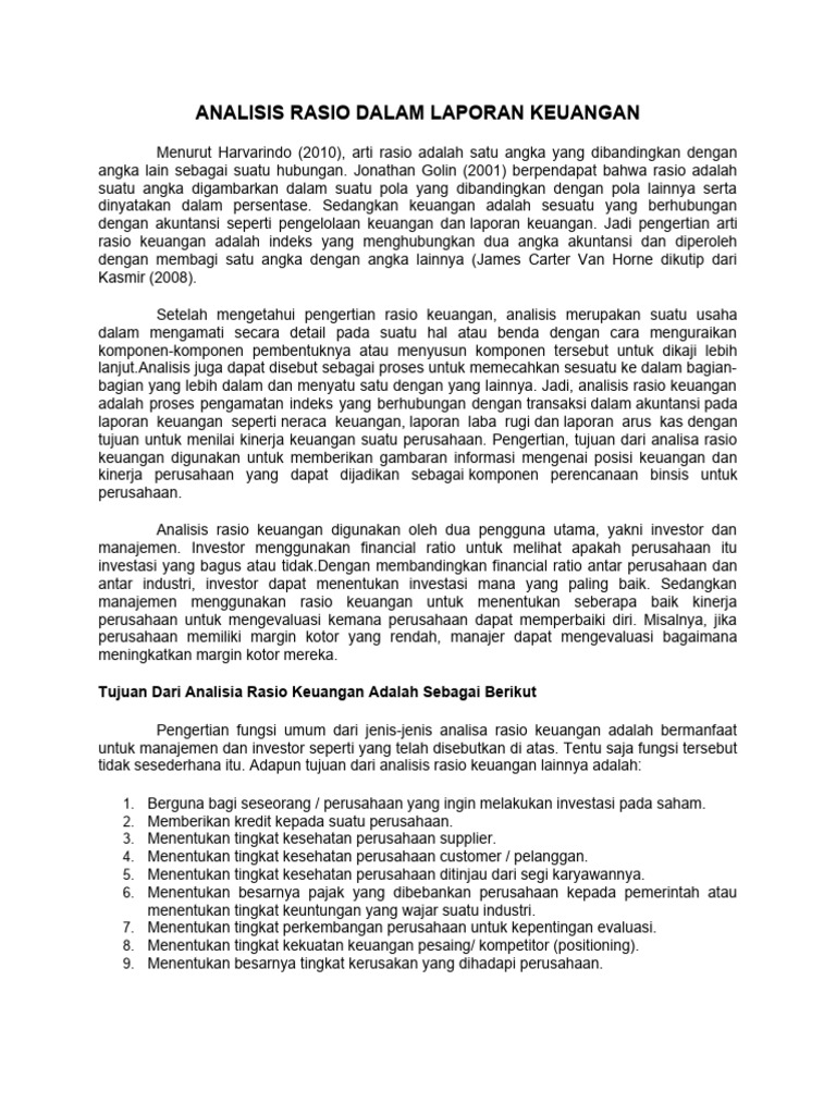 Analisis Rasio Keuangan untuk Kinerja Perusahaan | PDF