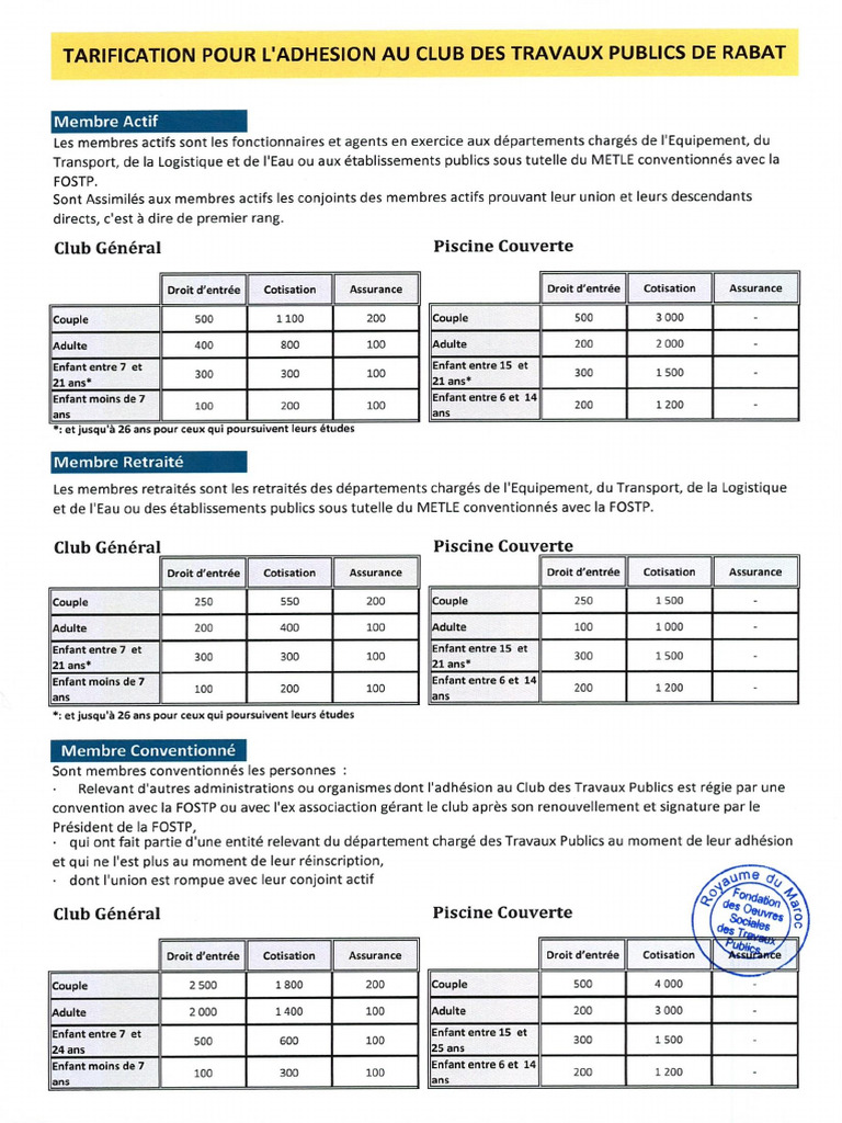 Tarifs | PDF