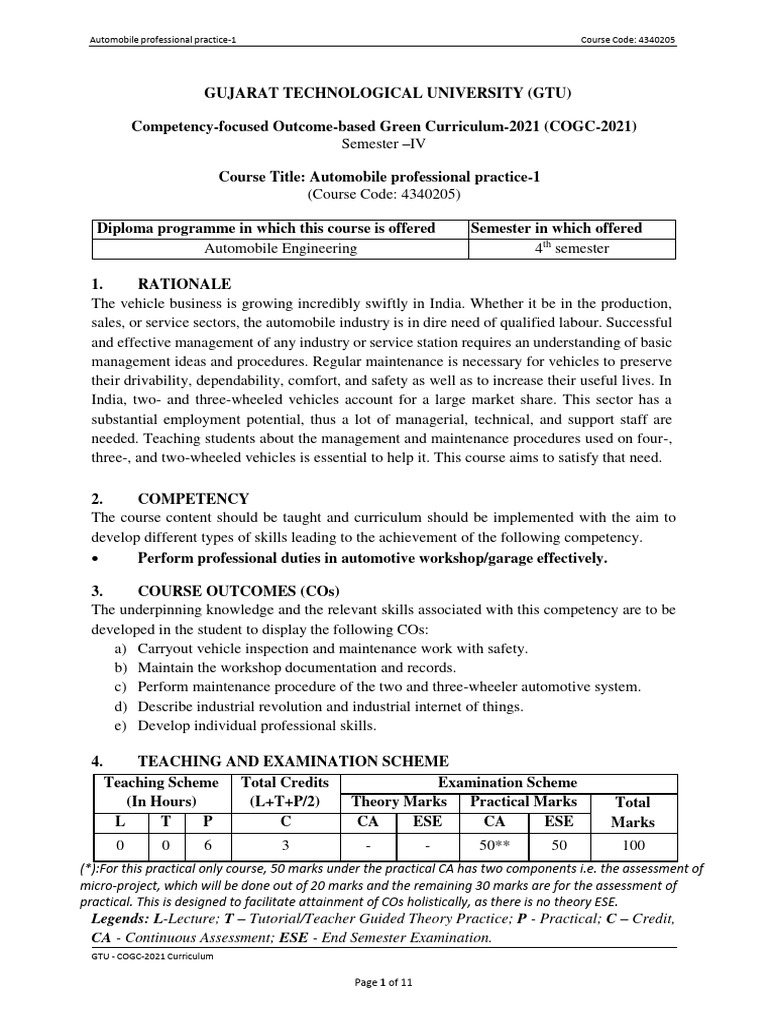 Automobile professional practice 1 pdf teachers