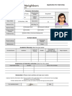 Application Form For Internship