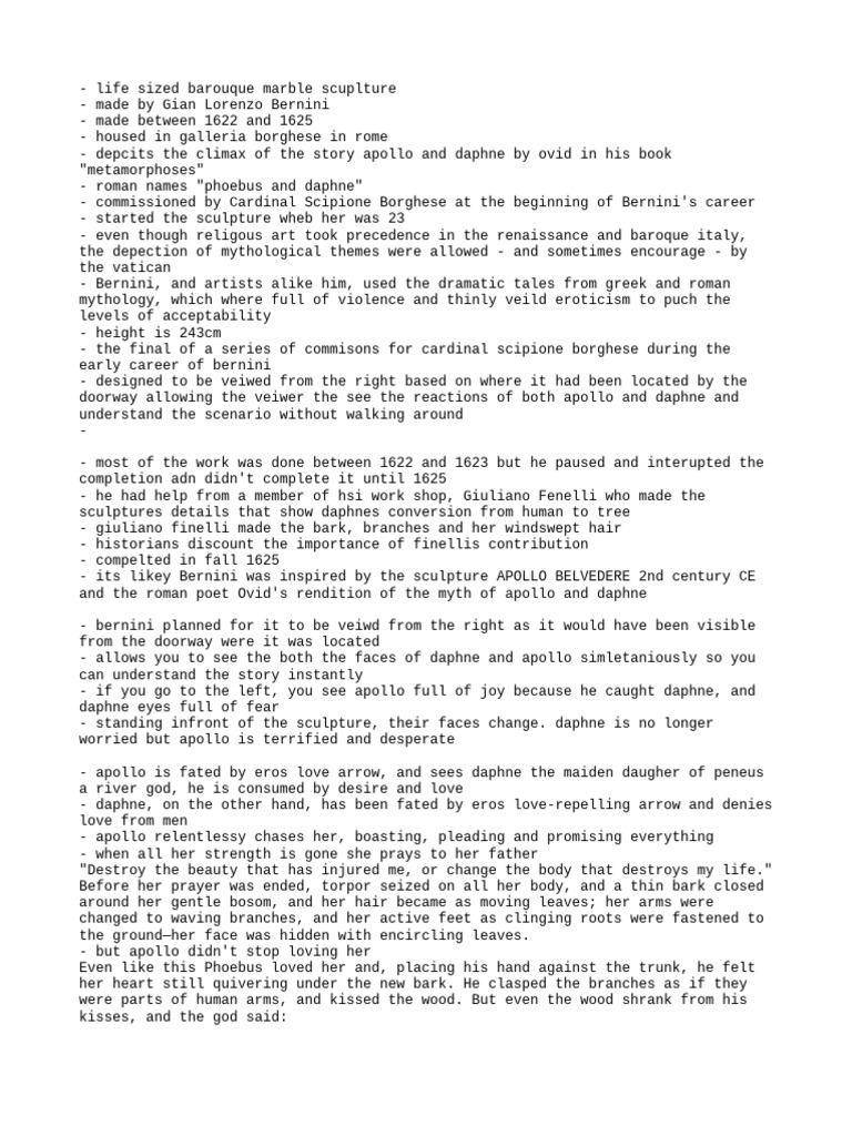 Apollo and Daphne Notes | PDF | Art