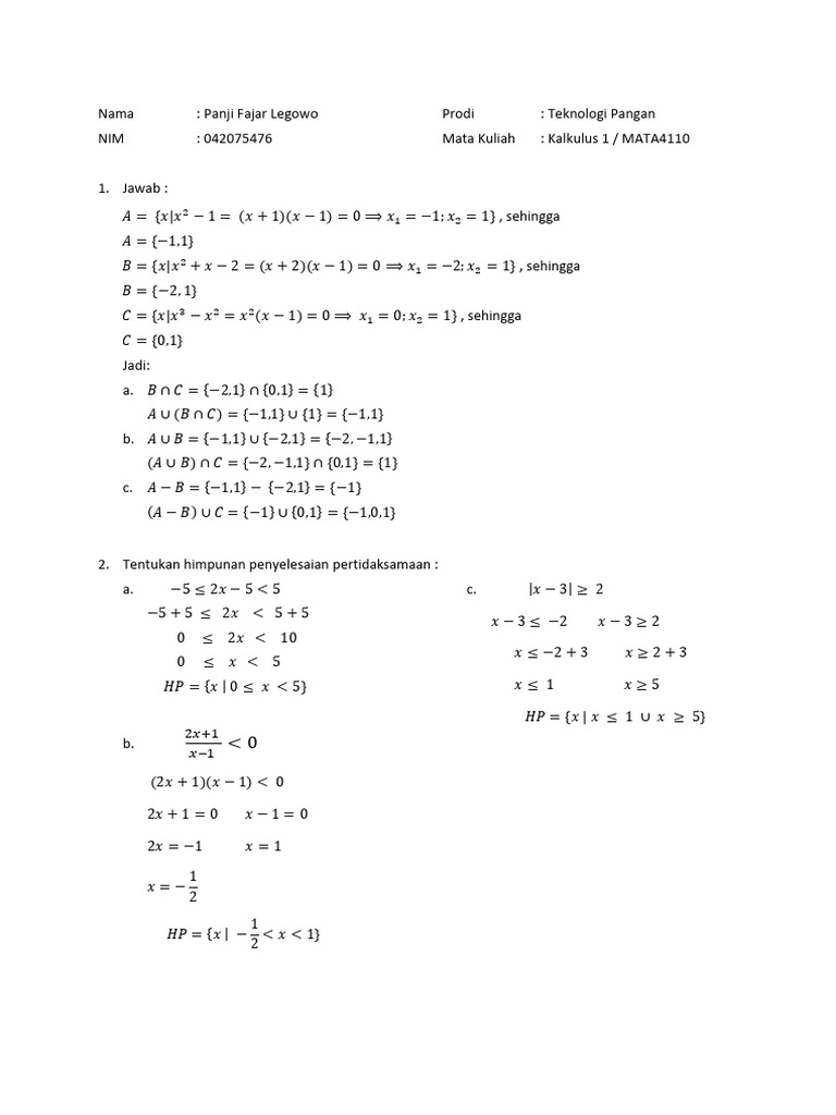 Tugas 1 Kalkulus 1 Pdf