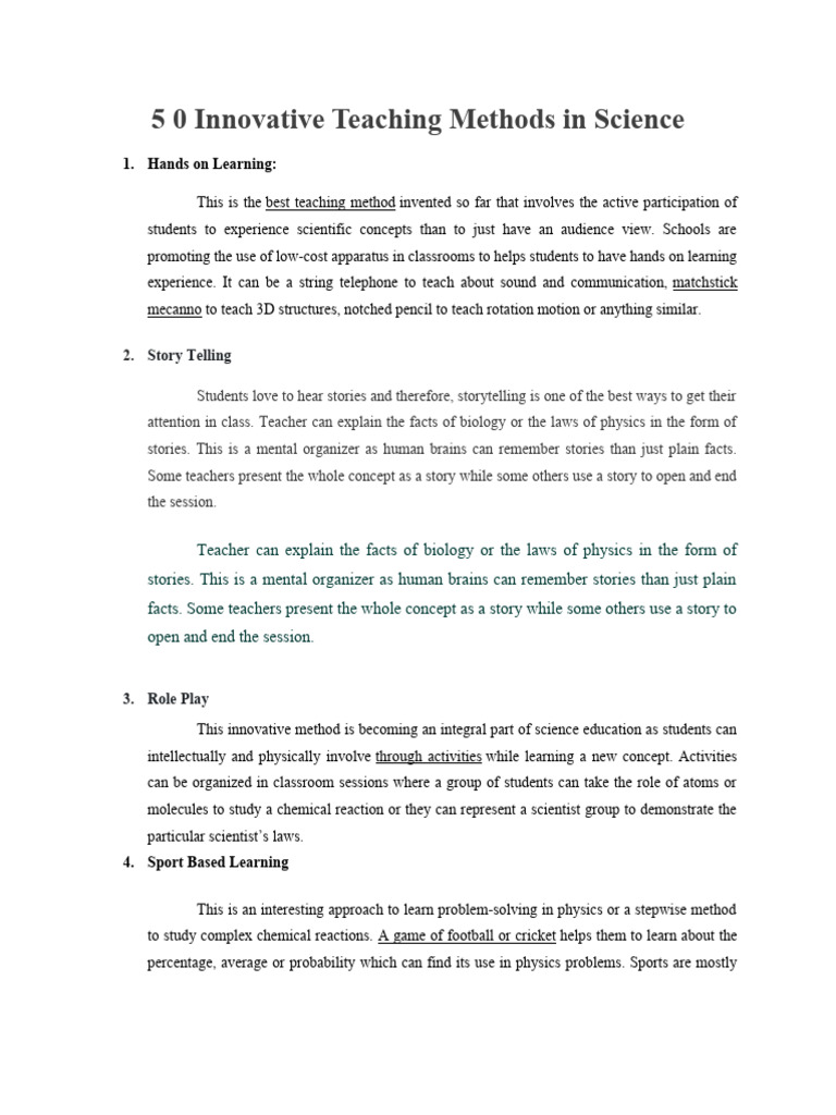 18 Innovative Teaching Methods in Science PDF Science Teaching