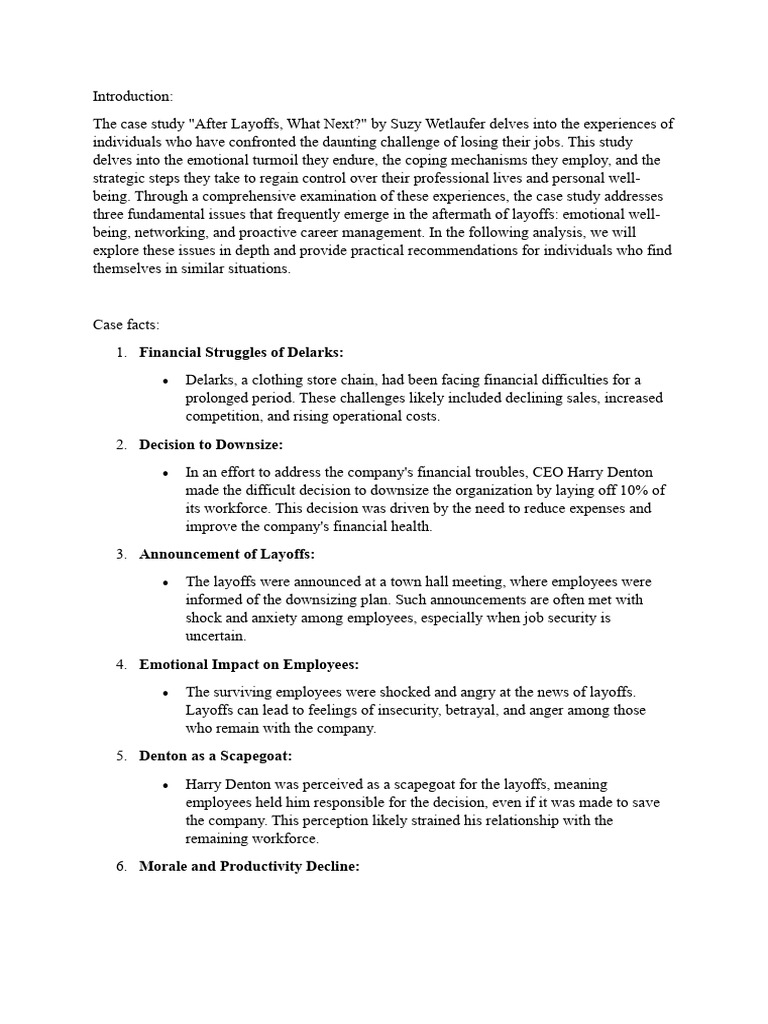 After Layoff What Next Pdf Layoff Employment