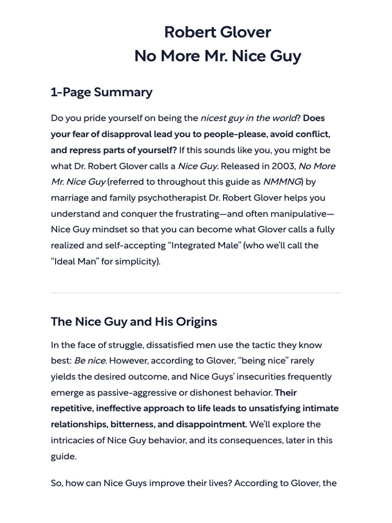 No More Mr. Nice Guy Robert Glover PDF