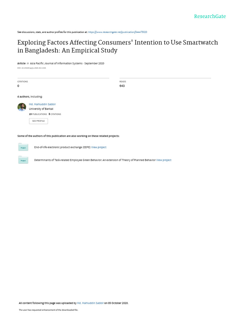 Factors Influencing Smartwatch Adoption in Bangladesh | PDF | Attitude ...