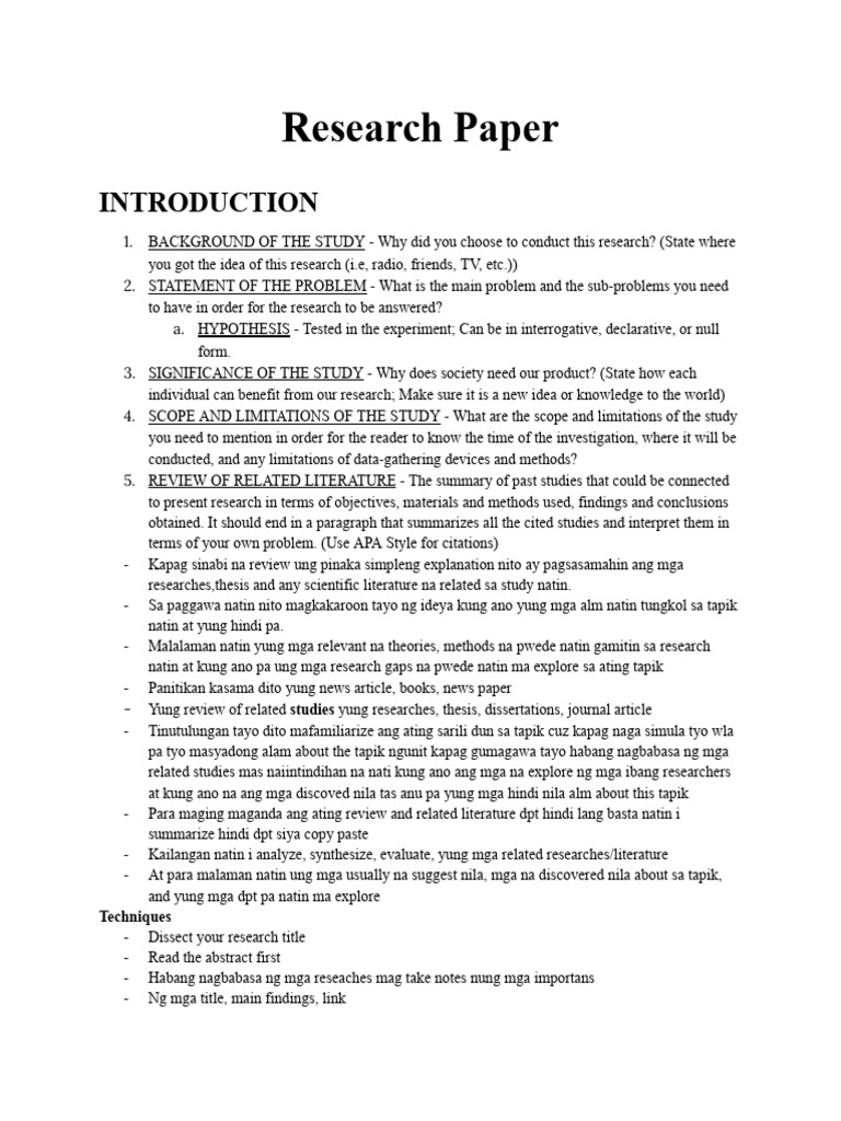 Research Paper Template and Questions + Notes | PDF