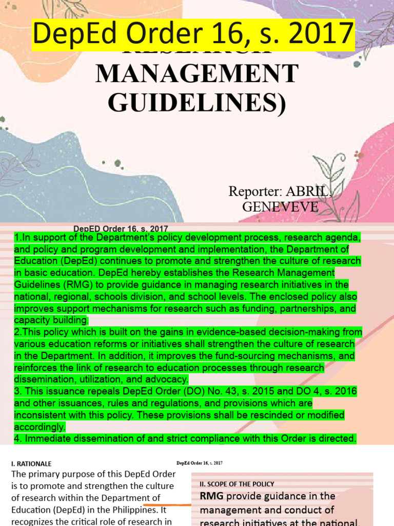 Deped Order 16 S 2017 Research Management Guidelines