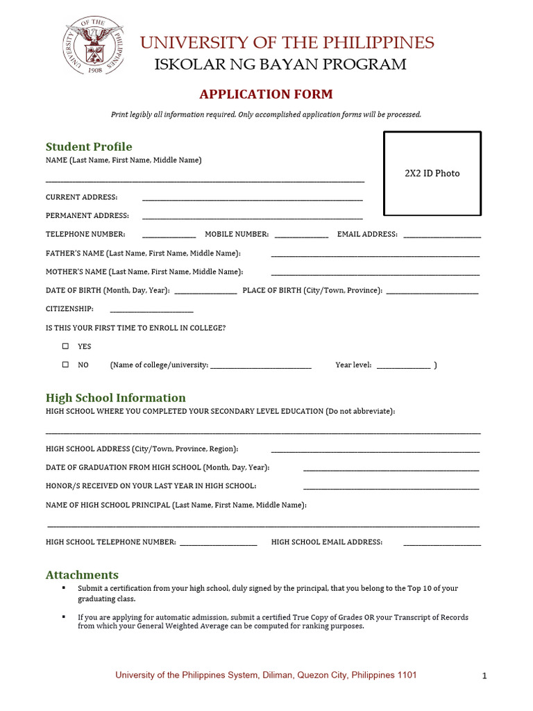 Iskolar ng Bayan Application 2025 | PDF