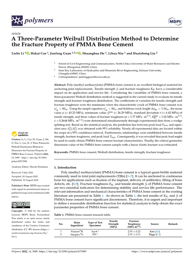 A three parameter weibull distribution method to determine the fracture
