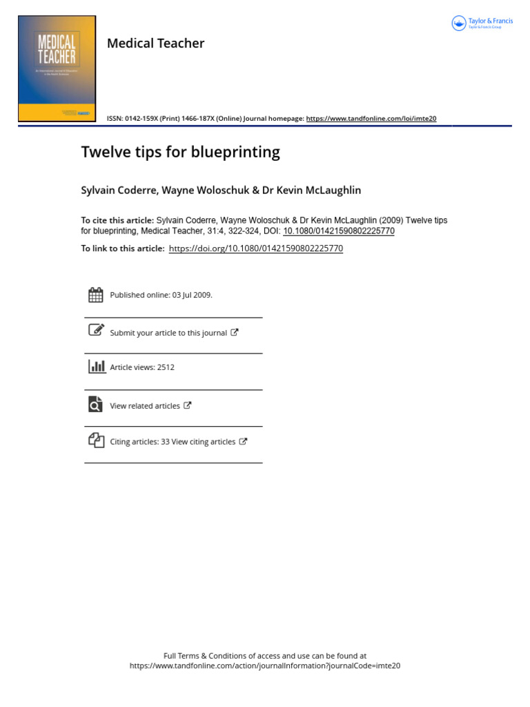 Twelve tips for blueprinting | PDF