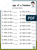 Grade 6 Percentage of Number Worksheet 4