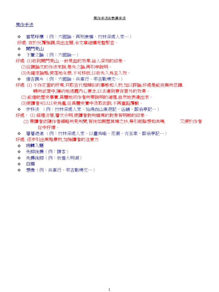 寫作手法&表達手法| PDF